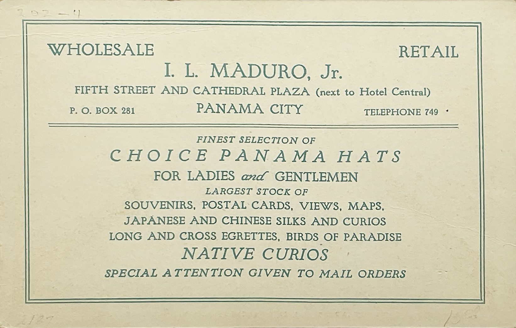 Maduro hats in the canal zone - Back
